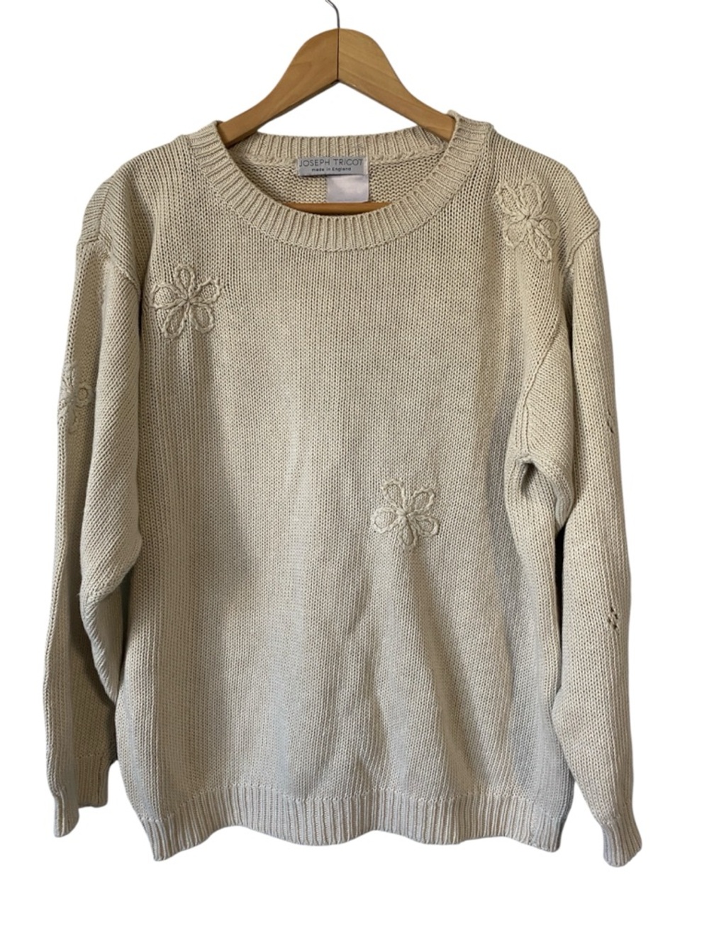 Joseph Tricot Neutral Floral-Applique Crewneck Sweater cream Medium